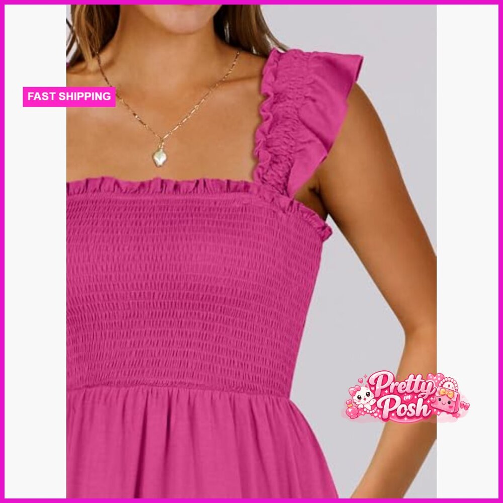 Rayon Polyester Elastane Smocked Square Neck Sund… - image 6